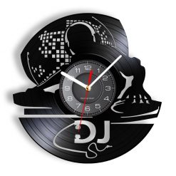 Horloge Déco Vinyle LED Nom personnalisé Disque Jockey