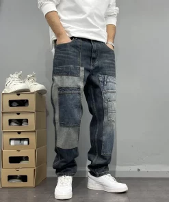 Jean patchwork avec plusieurs poches