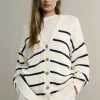 Tricot Cardigan Rayé coton Femme