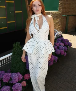 Ensemble pantalon imprimé à pois pour femmes