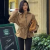 Ticketsx femmes veste courte manteaux nouveau revers ample à lacets bouton mince vestes Vintage automne Streetwear bureau vêtements d'extérieur pour femmes