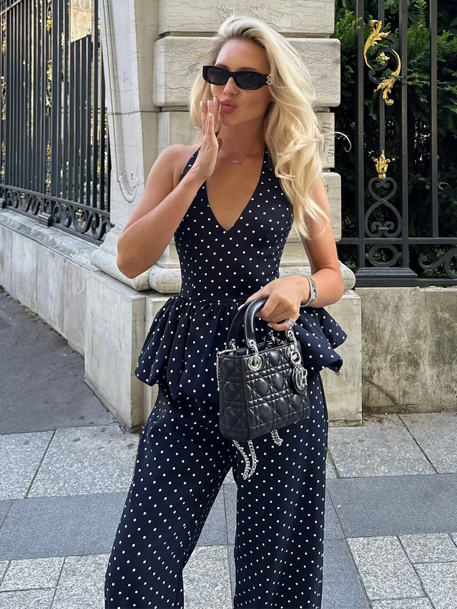 Ensemble pantalon imprimé à pois pour femmes – Image 3