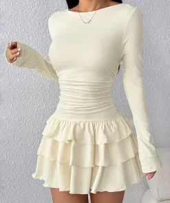 Mini robe à volants en cascade pour femme
