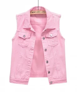 Gilets en jean couleurs pour femmes